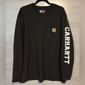 Carhartt Charcoal Logo Men’s Long Sleeve Loose Fit Shirt Size Large